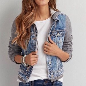 AEO denim sweatshirt jacket